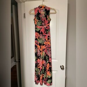 Vince Camuto Black and Orange Floral Maxi Dress